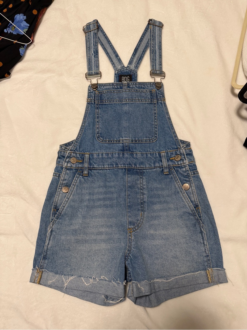 BDG Light Wash Blue Denim Short Overalls XS